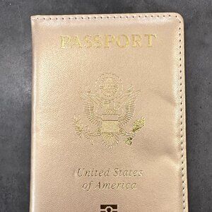 US Passport Gold Synthetic Leather Travel Wallet Case Cover